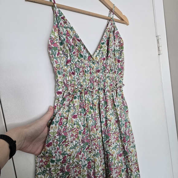J. Crew Liberty Of London Fabric Floral Smocked Midi Dress Size 8 - Picture 4 of 6